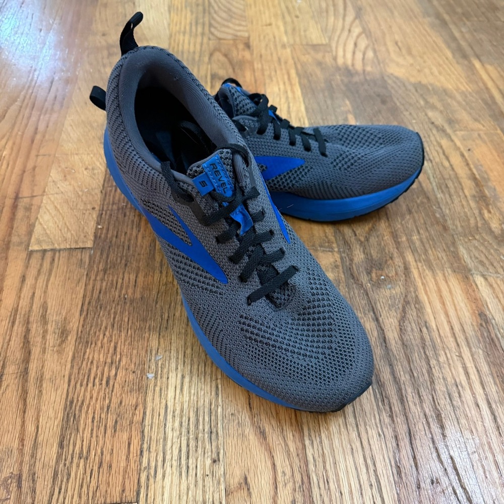 Brooks Revel 5 Mens 9.5 D Grey Blue Running Shoes Athletic Sneakers 1103741D053